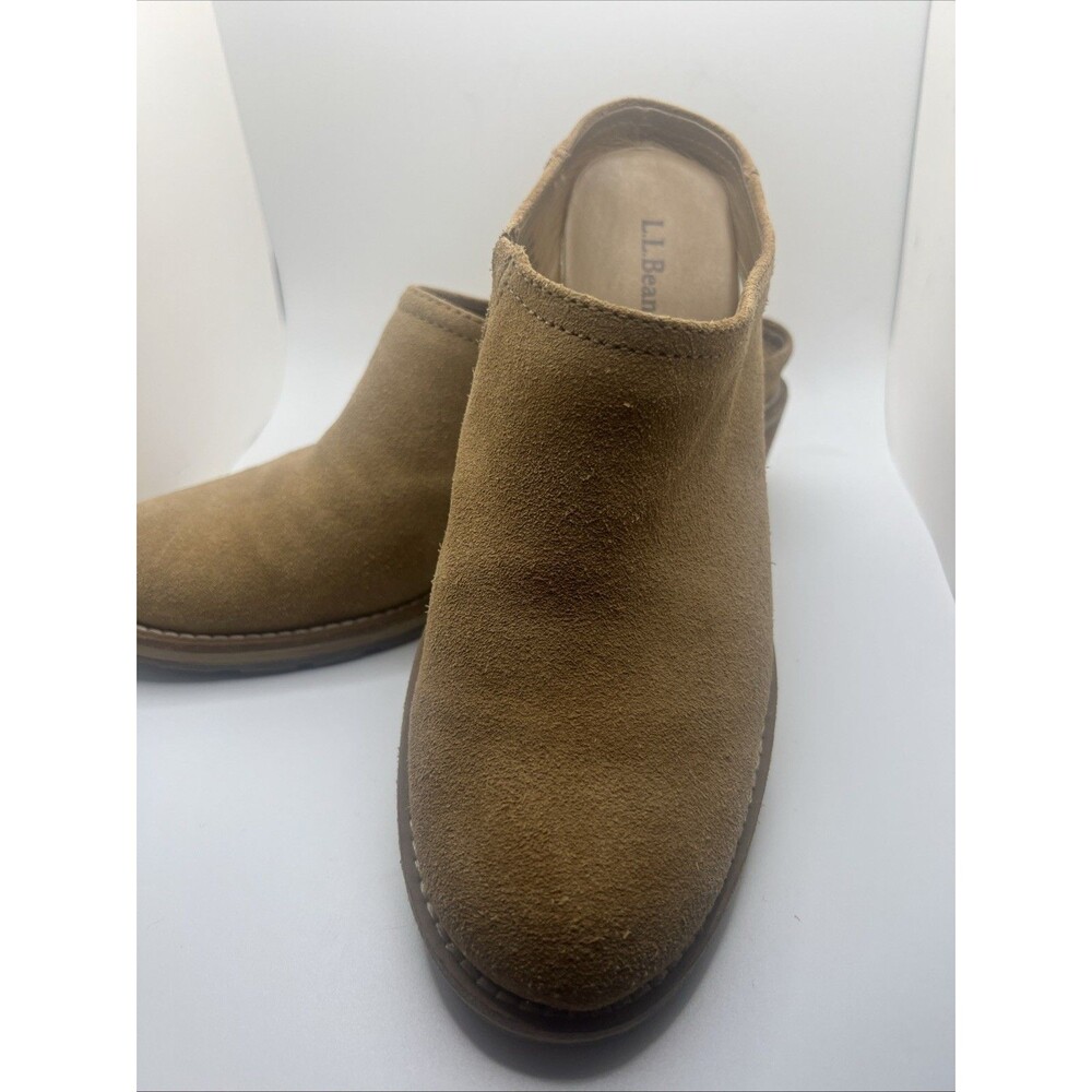 L.L. Bean Deerfield Tan Suede Mule Slip-On Shoes Women's Size 7.5